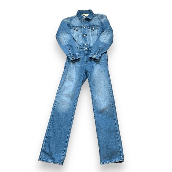 Michael Kors Denim Utility Jumpsuit Medium Wash One Piece Long Sleeve XS Classic - Picture 5 of 13